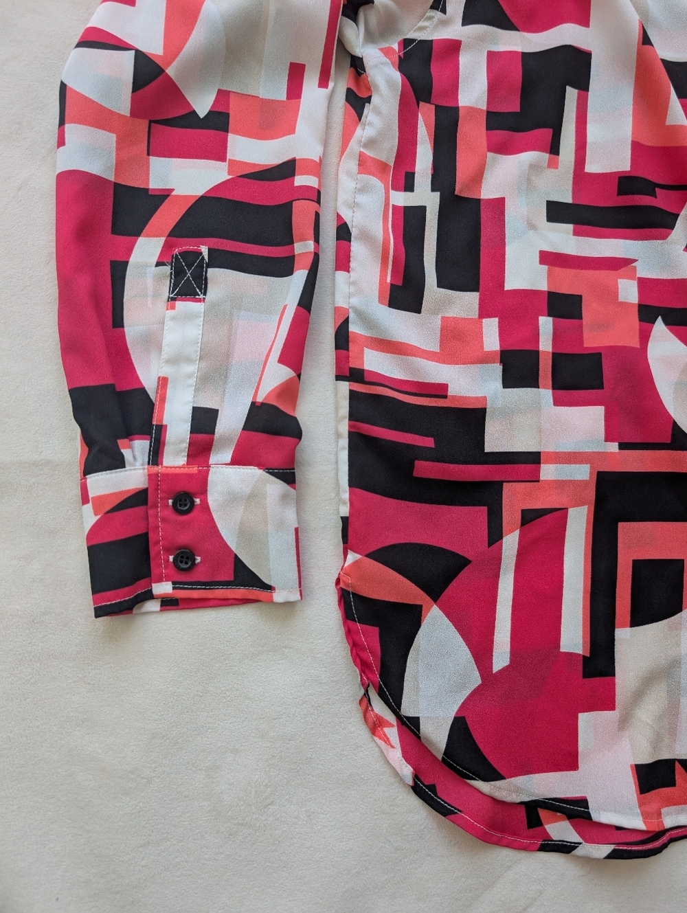 Karl Lagerfeld Women's Blouse Abstract Print Button Up Size M - Picture 10 of 17